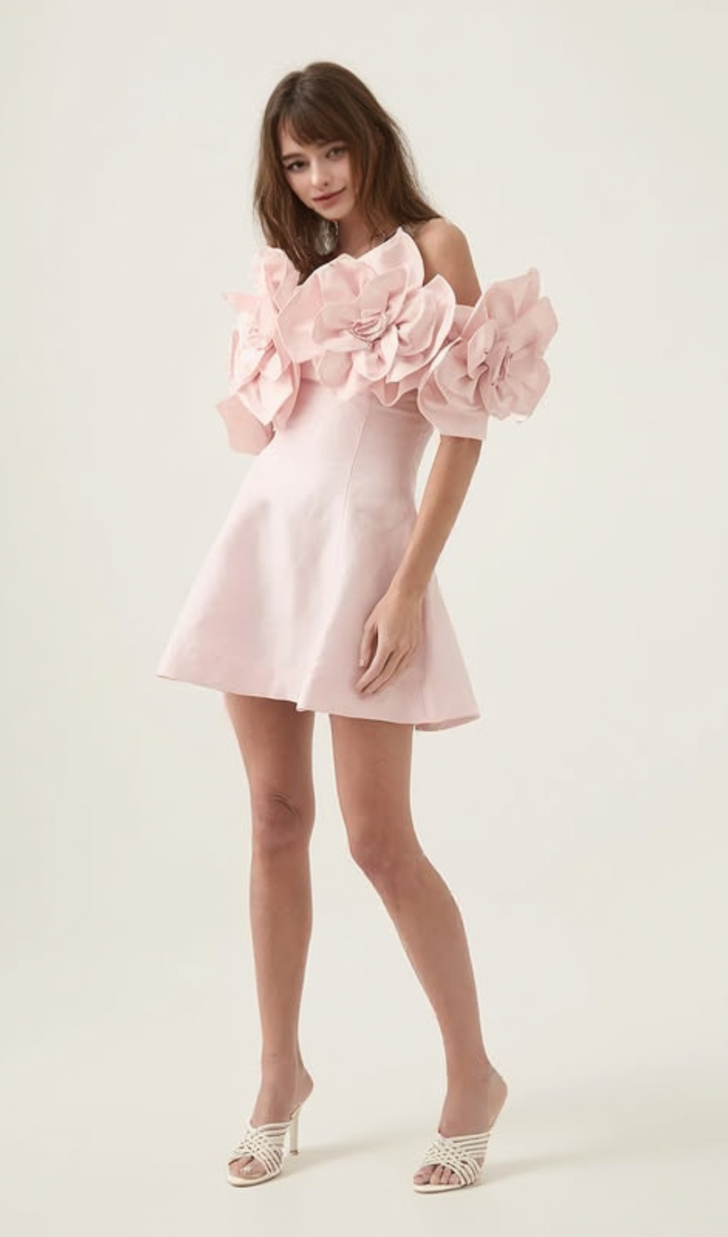 Etta flower strapless mini dress in pink