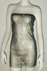 Duska Fishnet Rhinestone Cocktail Dress