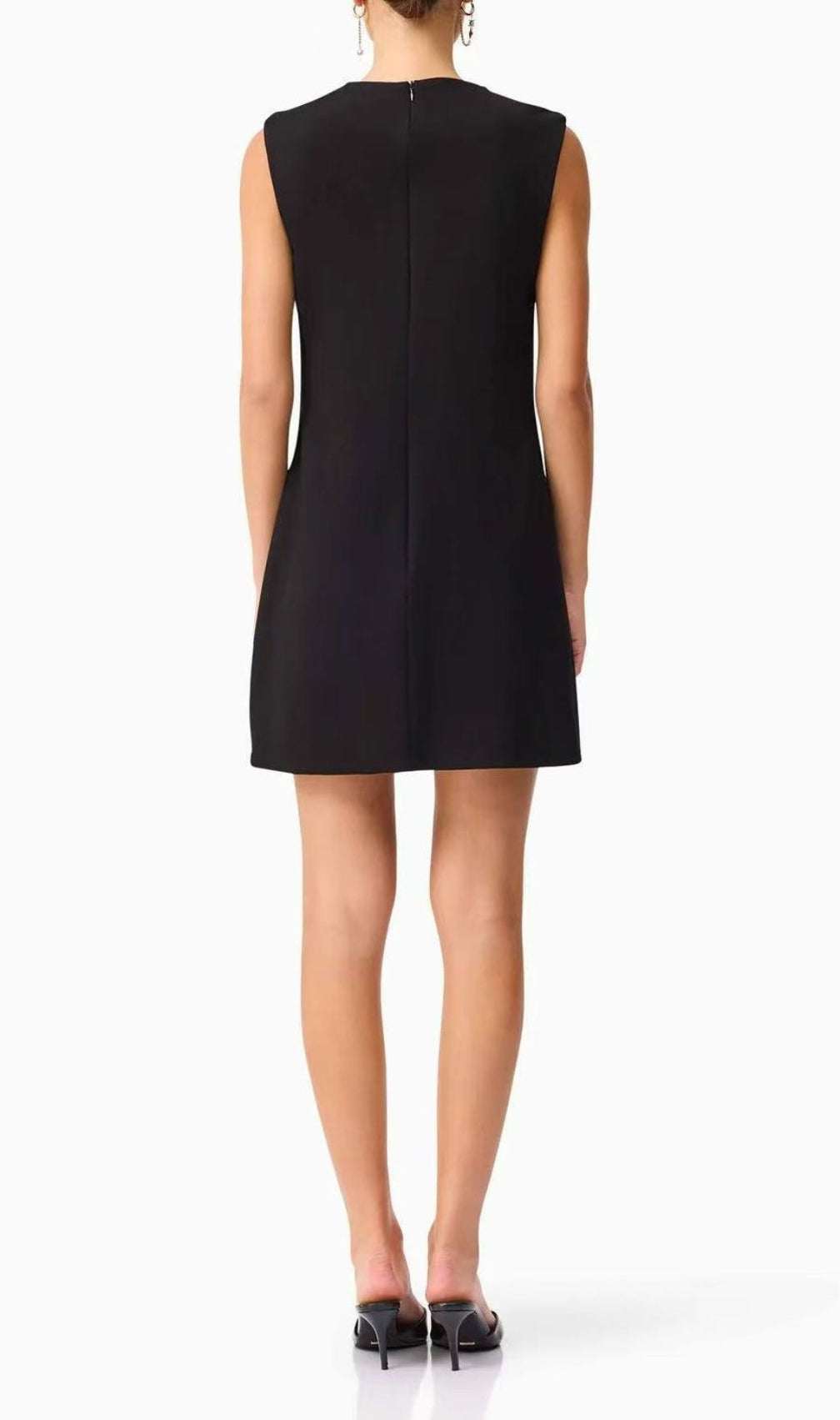 Jocasta Elegant Black Mini Dress with 3D Floral Appliqué