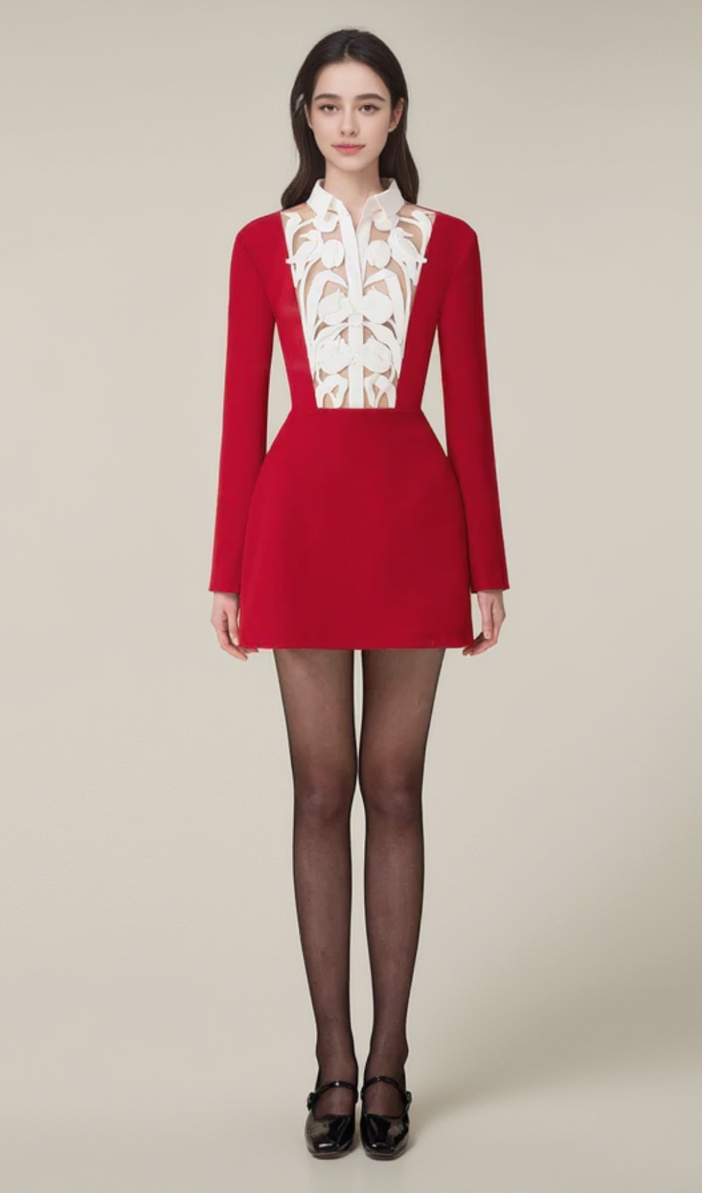 hollow a-line mini Dress in red