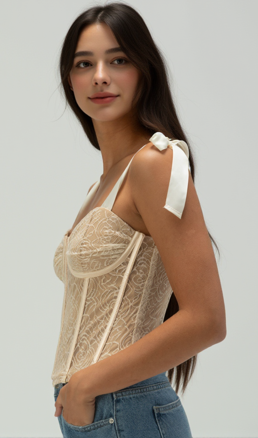 WEST OF MELROSE Womens Lace Corset Top