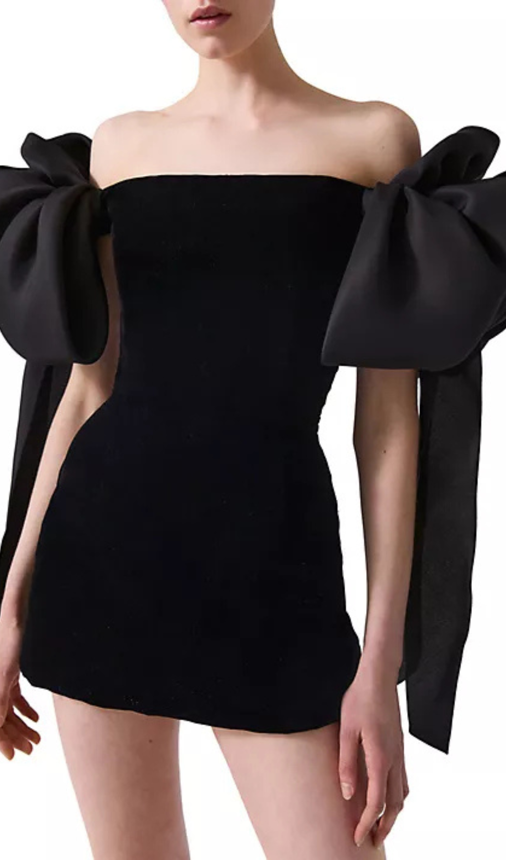 off-shoulder mini dress in black
