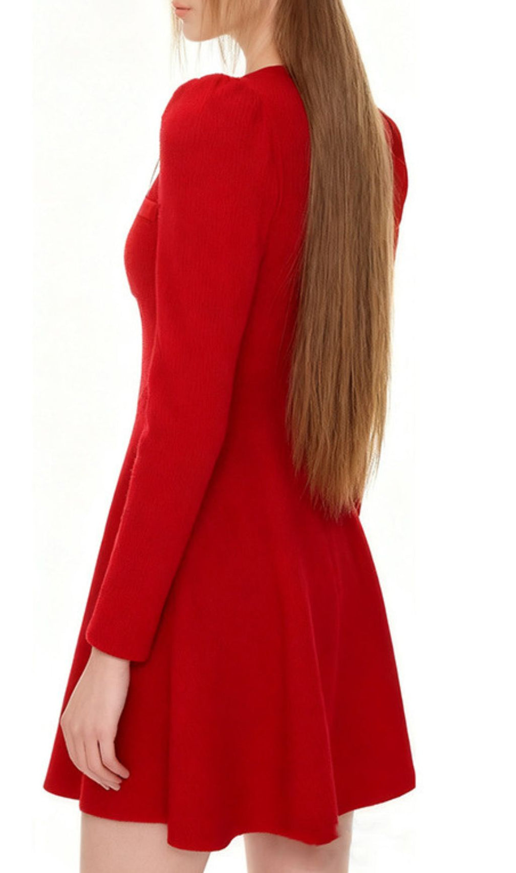 Turn Heads in Red: Italia Bow-Accent Long Sleeve Mini Dress