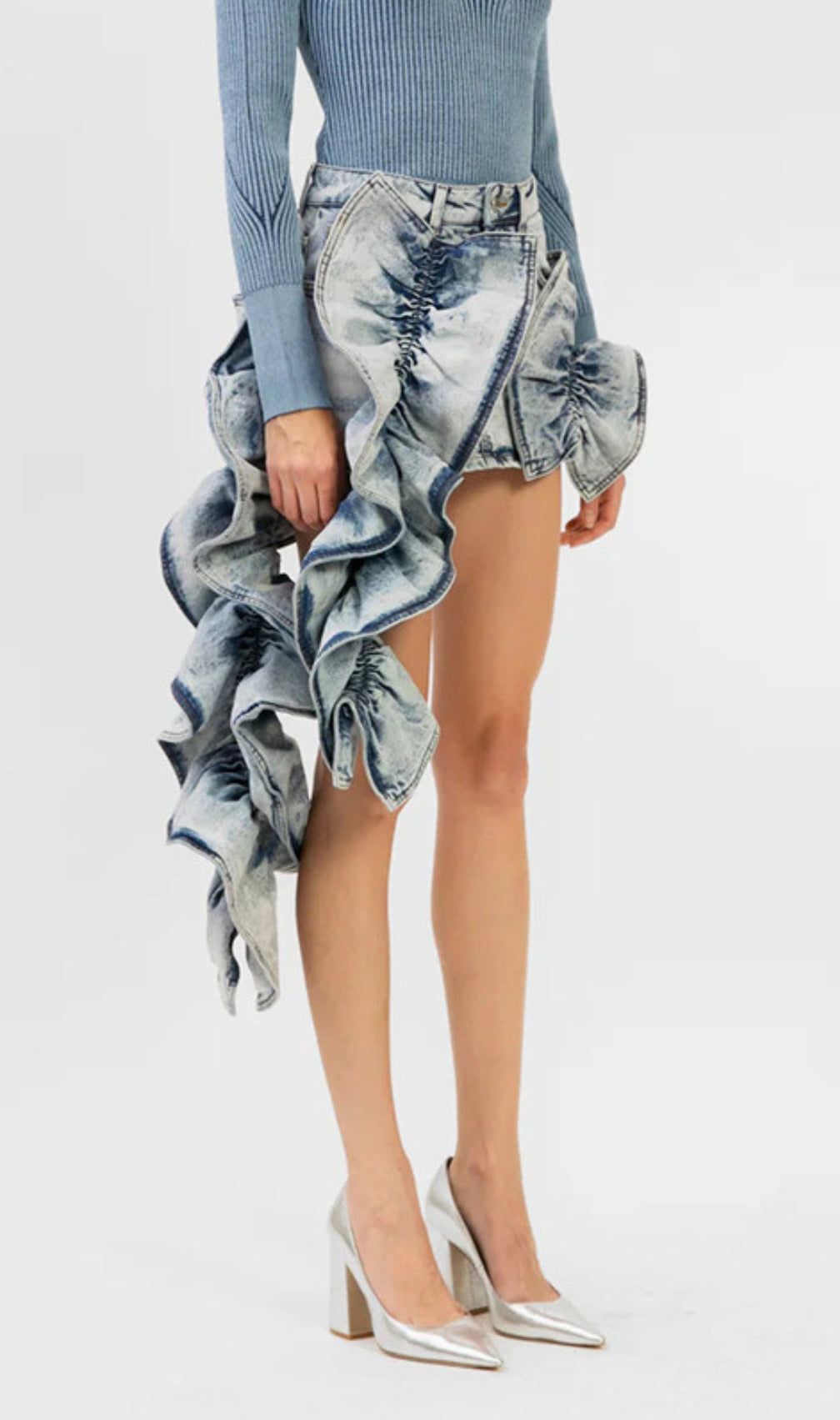 Annisa Ruffle Denim Skirt