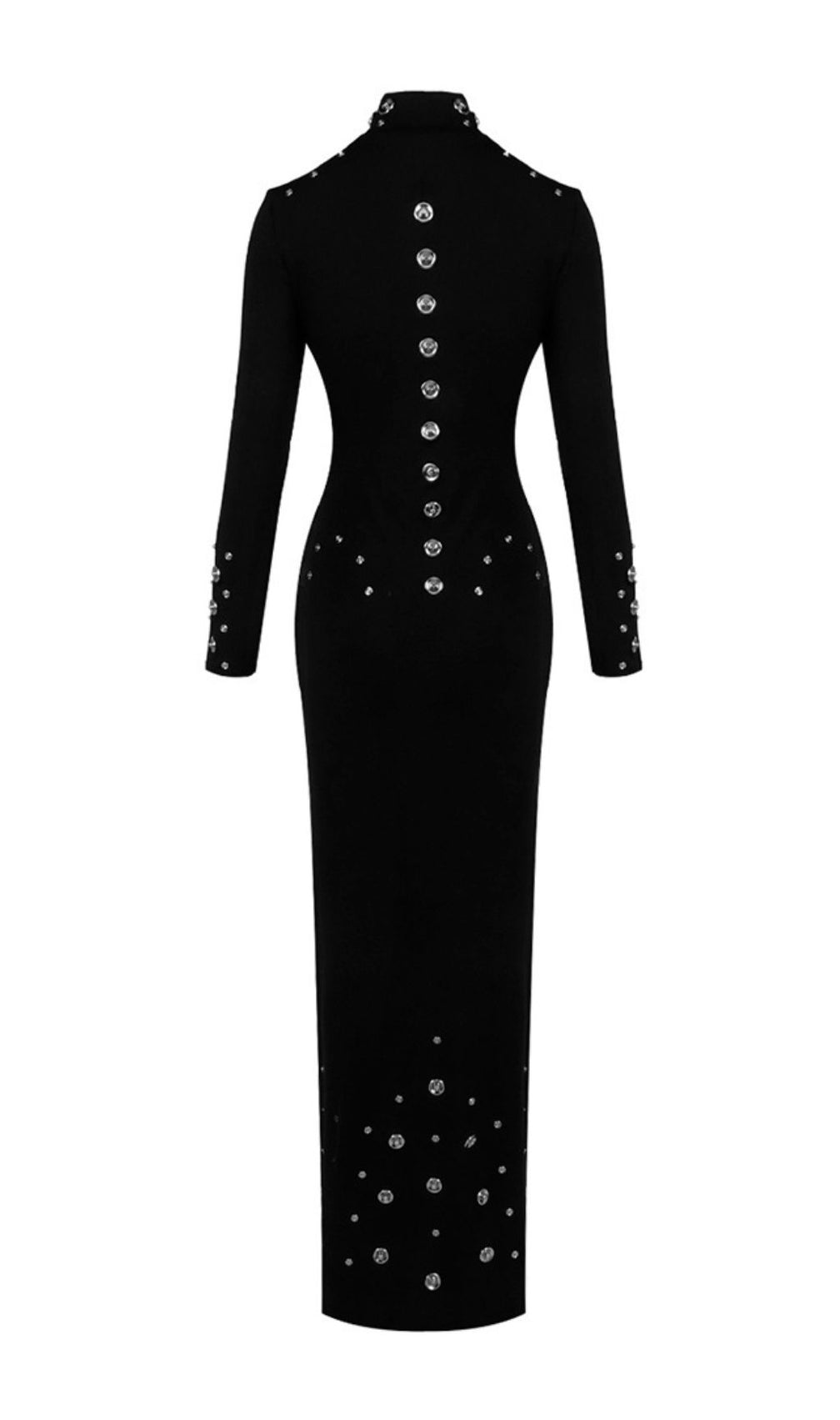 Ishana Black Embellished Maxi Dress - Long Sleeve Formal Gown