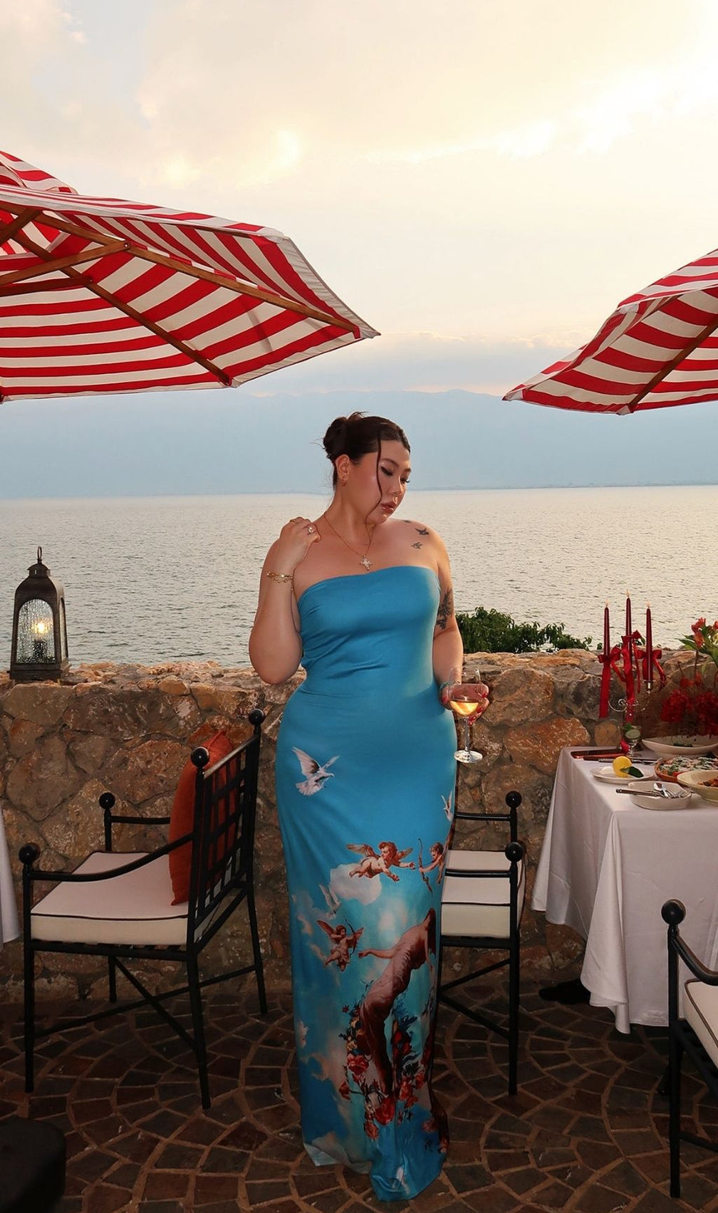 Lacie Blue Strapless Printed Plus Size Maxi Dress