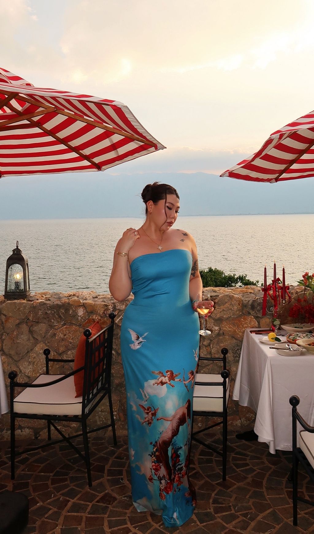 Lacie Blue Strapless Printed Plus Size Maxi Dress