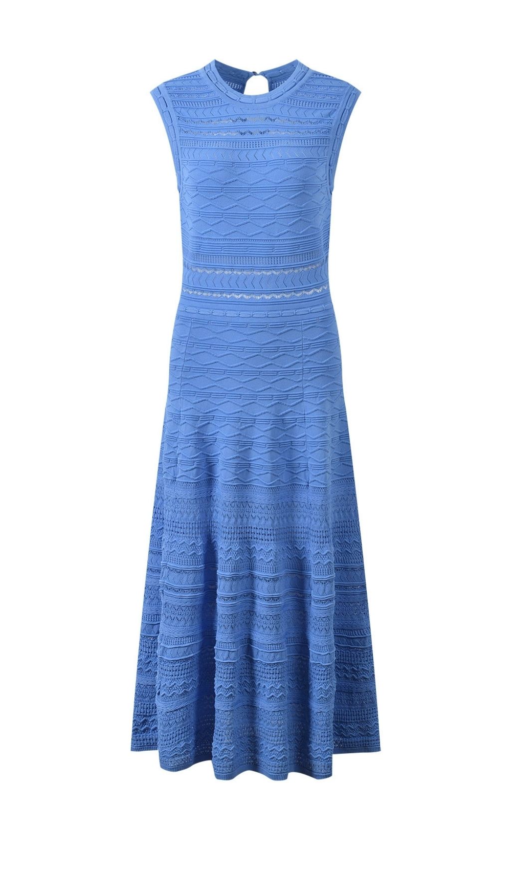 Karinna Blue Knit Midi Dress | Elegant Sleeveless Mock Neck for Women