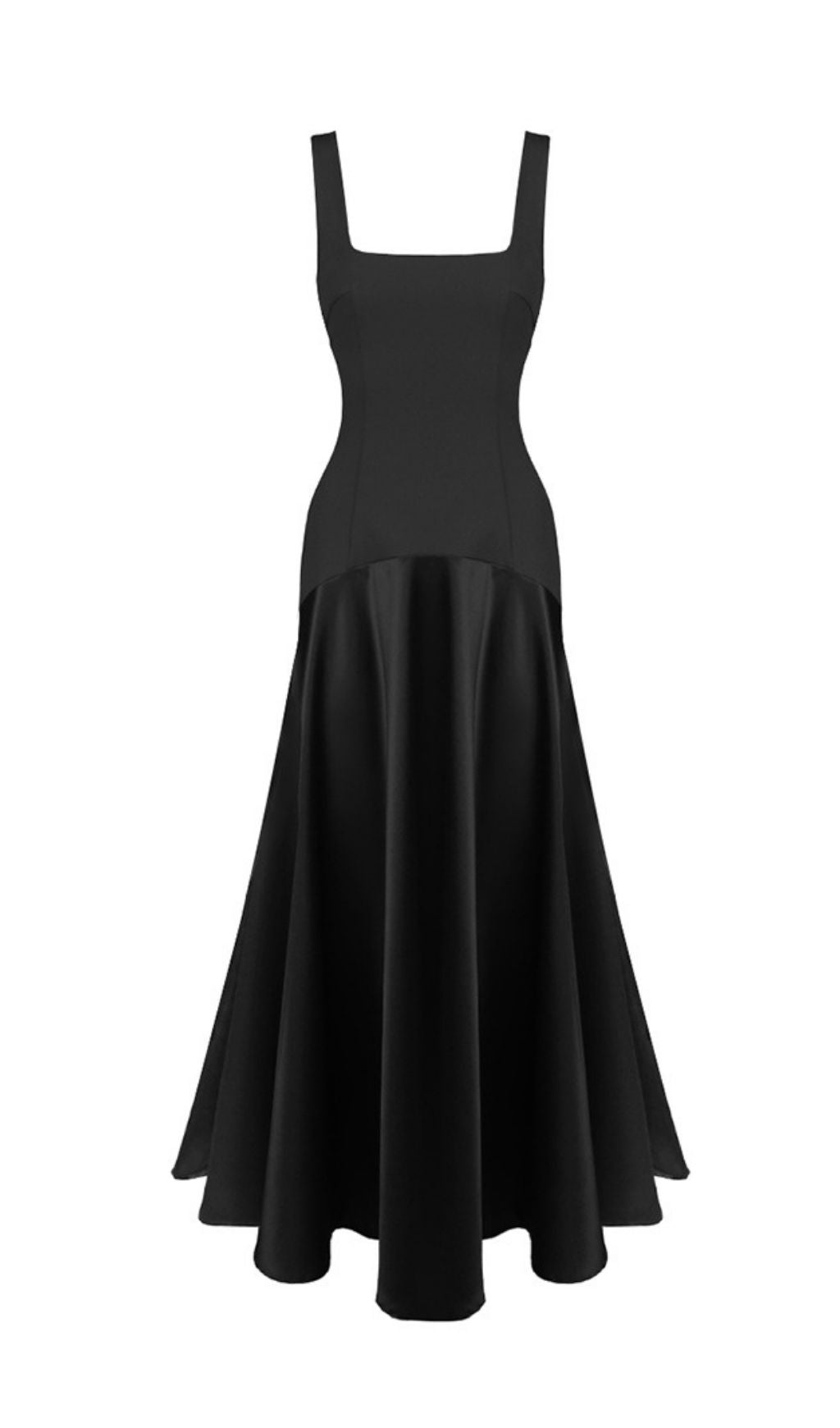 Kalista Black Square Neck Maxi Dress | Timeless Elegance for Formal Evenings