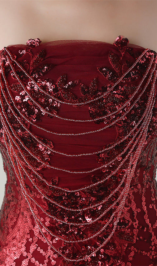 Ikuye Radiant Red Strapless Sequin Mermaid Gown - Gala & Formal Evening Dress