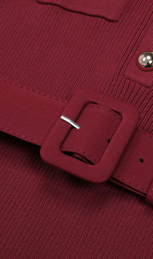 Jacek Elegant Ribbed Knit Midi Dress - Button-Front & Belted