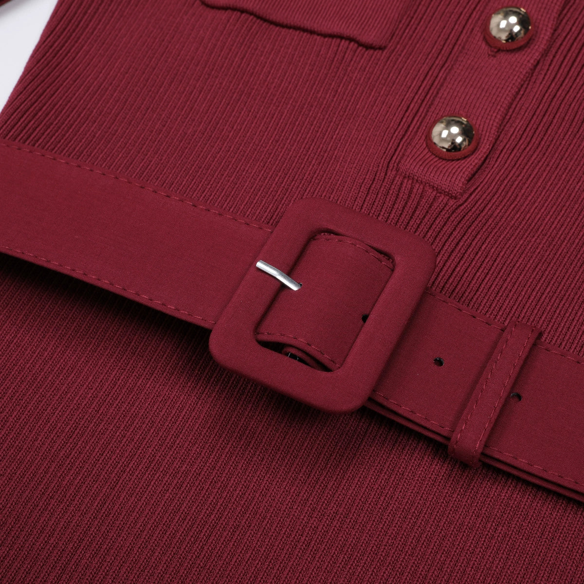 Jacek Elegant Ribbed Knit Midi Dress - Button-Front & Belted