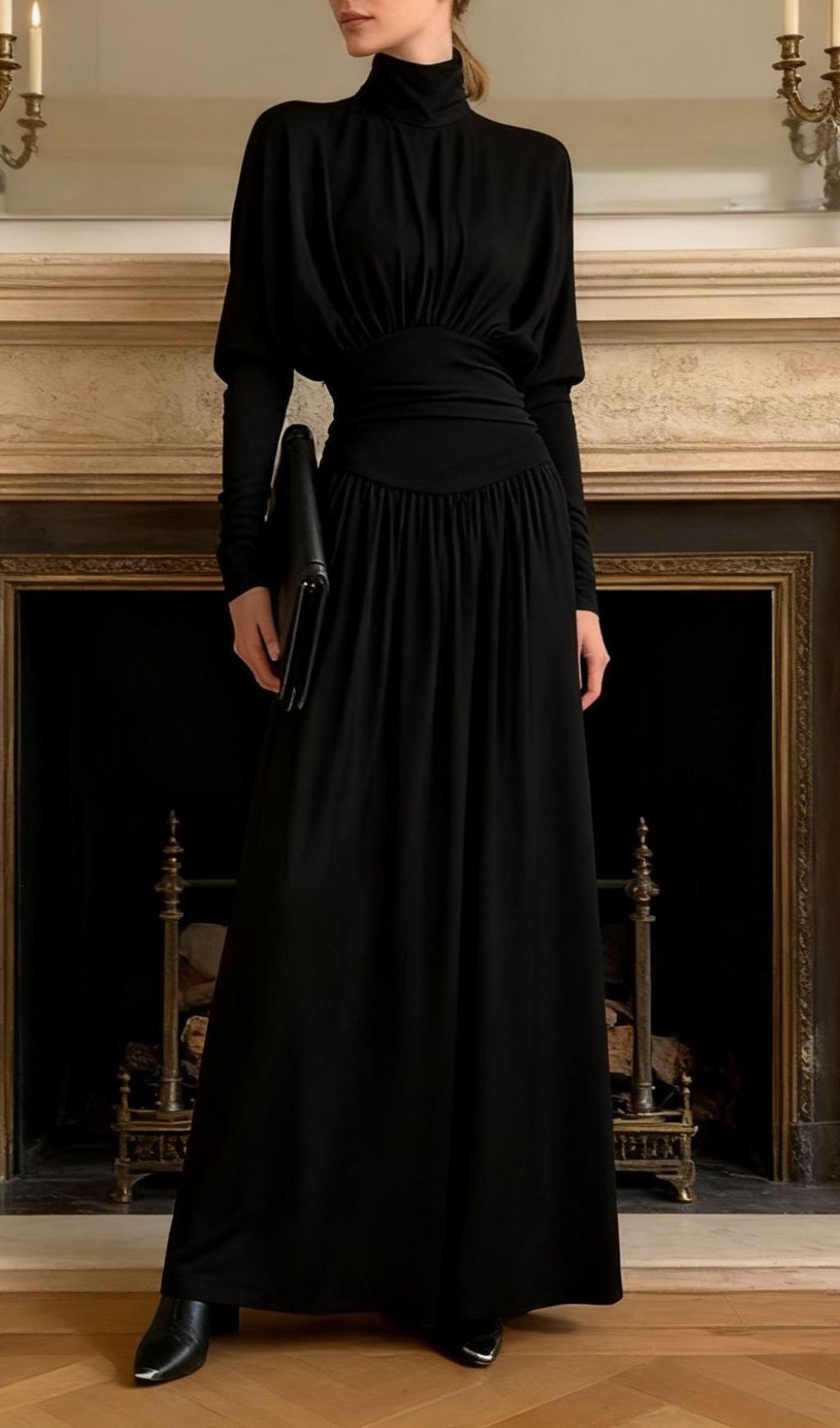 Isano Luxe Ruched Long Sleeve Maxi Dress - Elegant & Figure-Flattering Gown