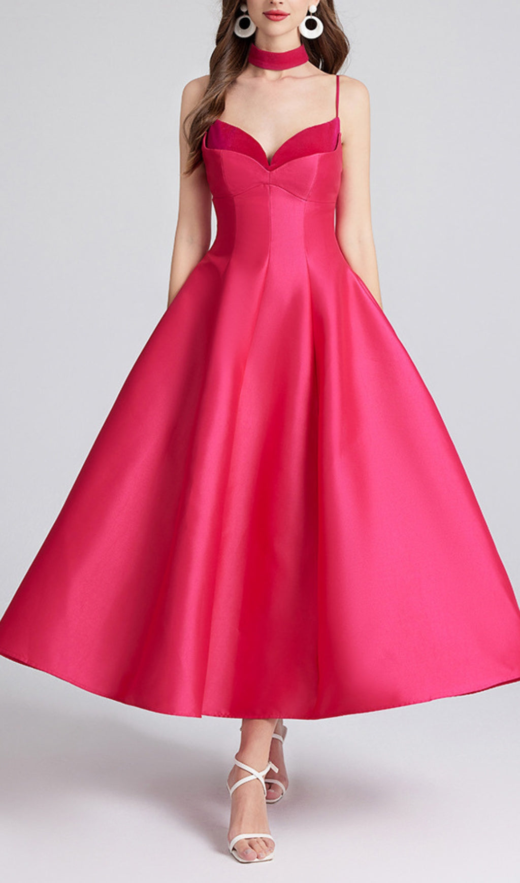 Carminda Rose Red Patchwork Midi Dress