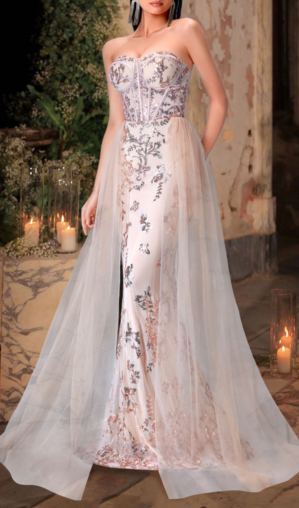 Kaily Strapless Sequin Corset Maxi Dress | Red Carpet & Gala Gown