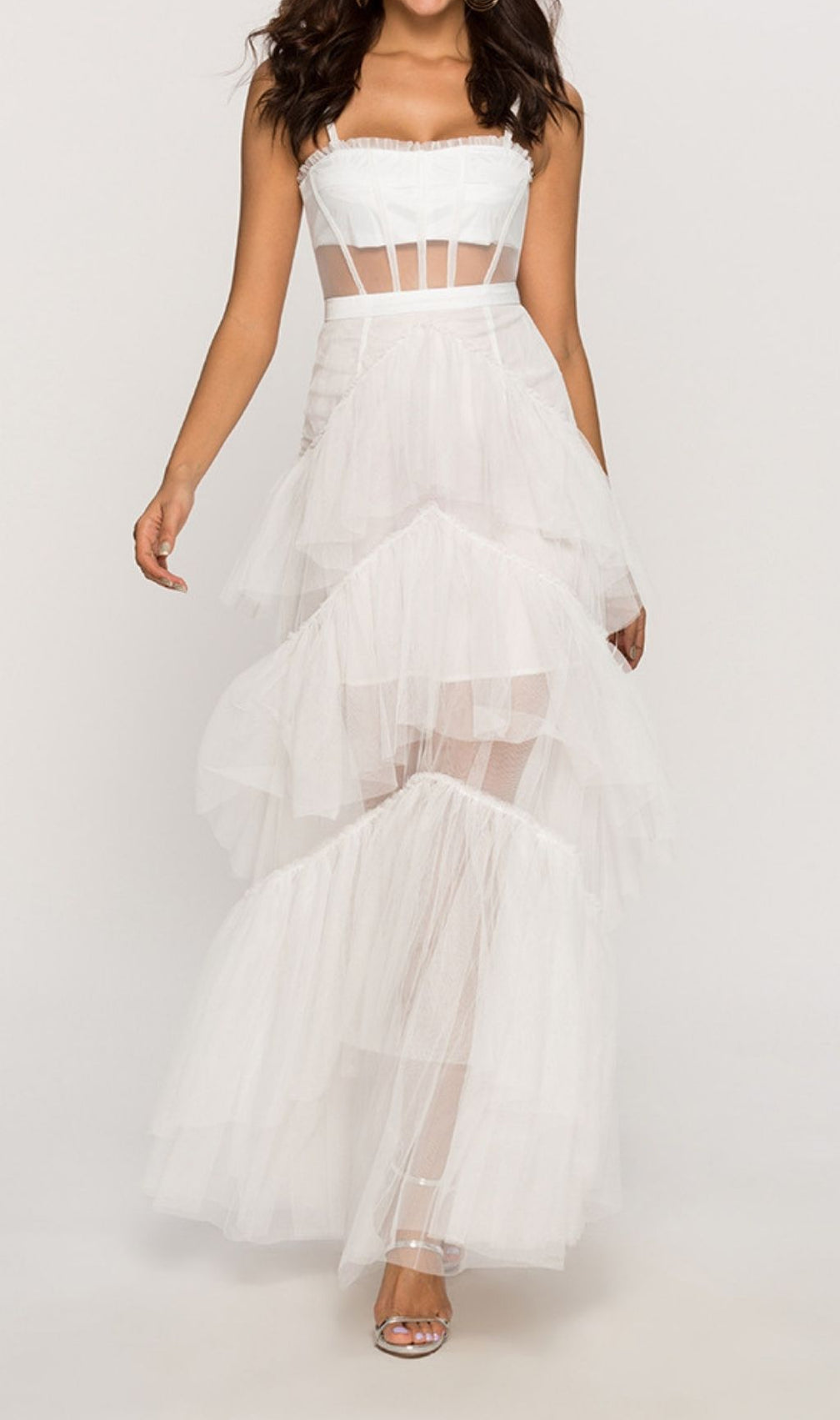 Kenyatta Strappy Corset Mesh Maxi Dress | Sultry Sheer Evening Gown