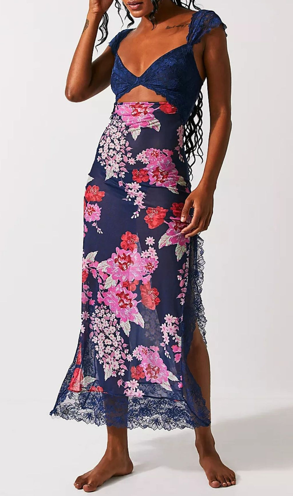 Ladee Lace Floral Midi Dress