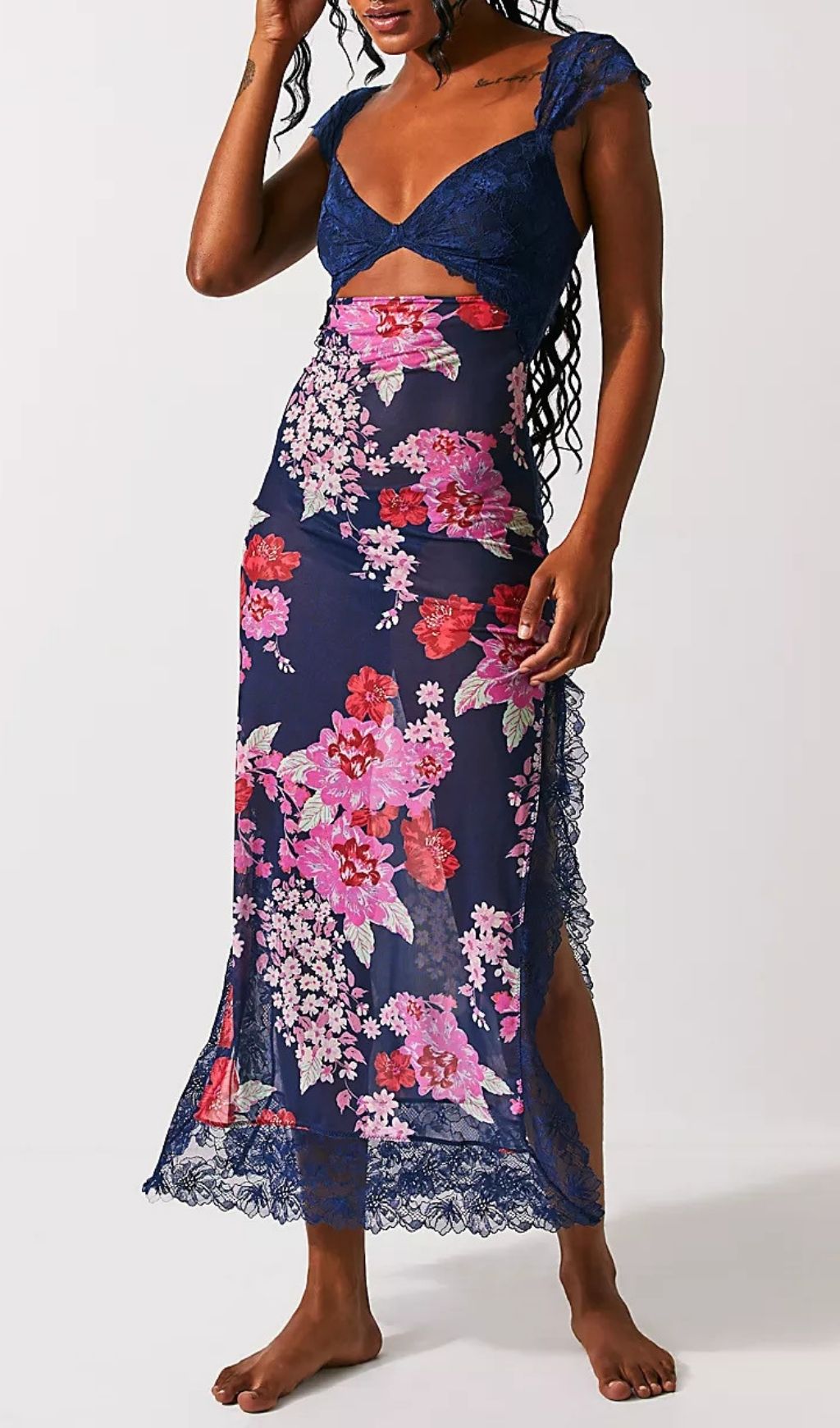 Ladee Lace Floral Midi Dress
