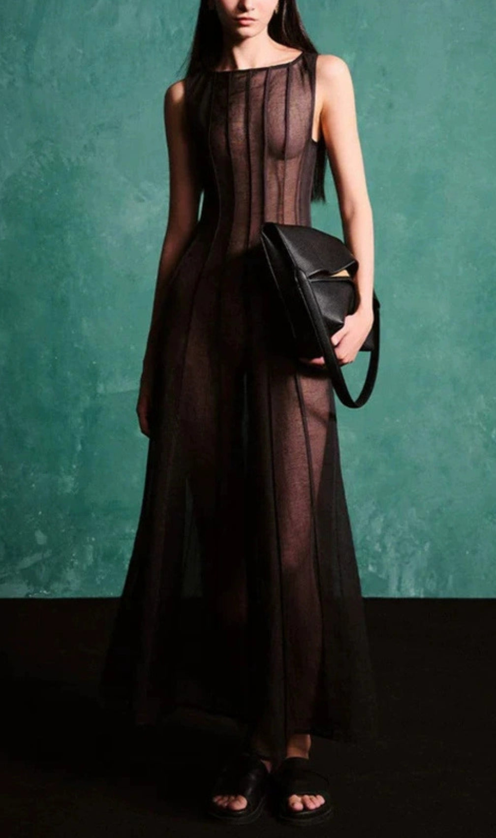 Elva Sleeveless Mesh Maxi Dress