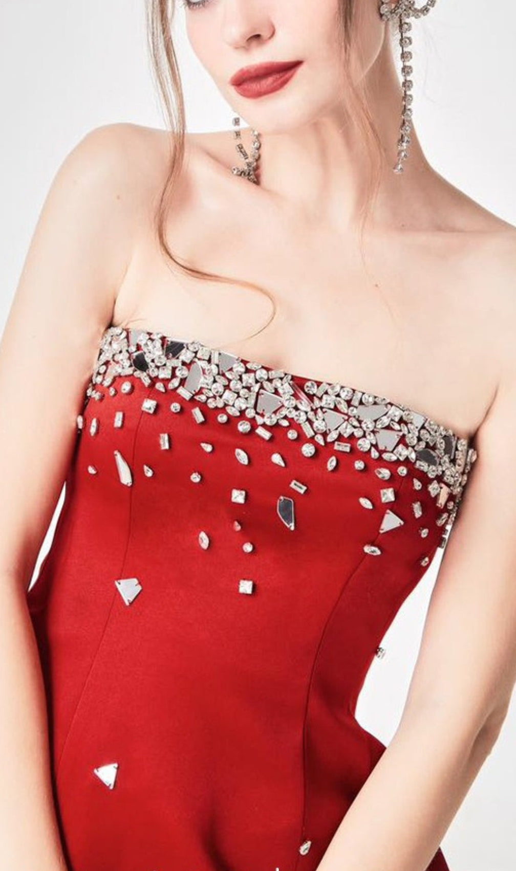 Amita Red Crystal Mini Dress