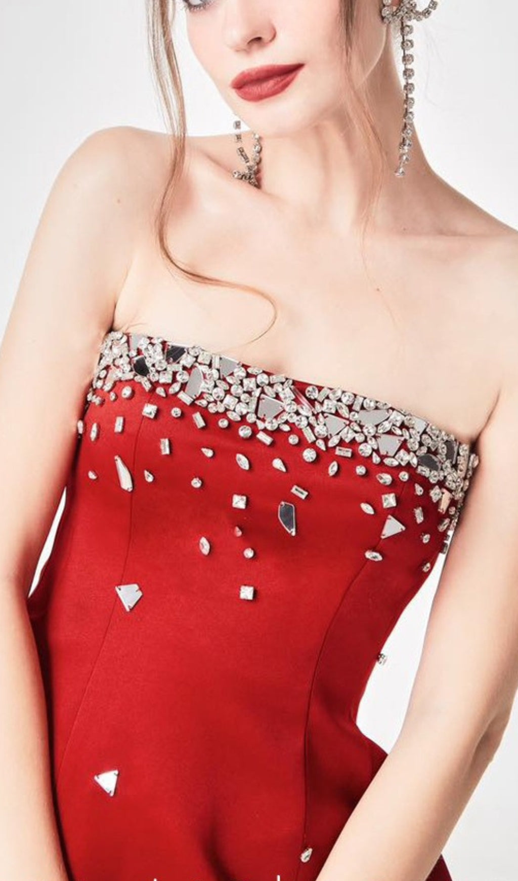 Amita Red Crystal Mini Dress