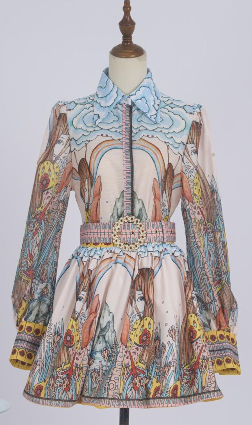 Githa Printed Long Sleeve Mini Dress