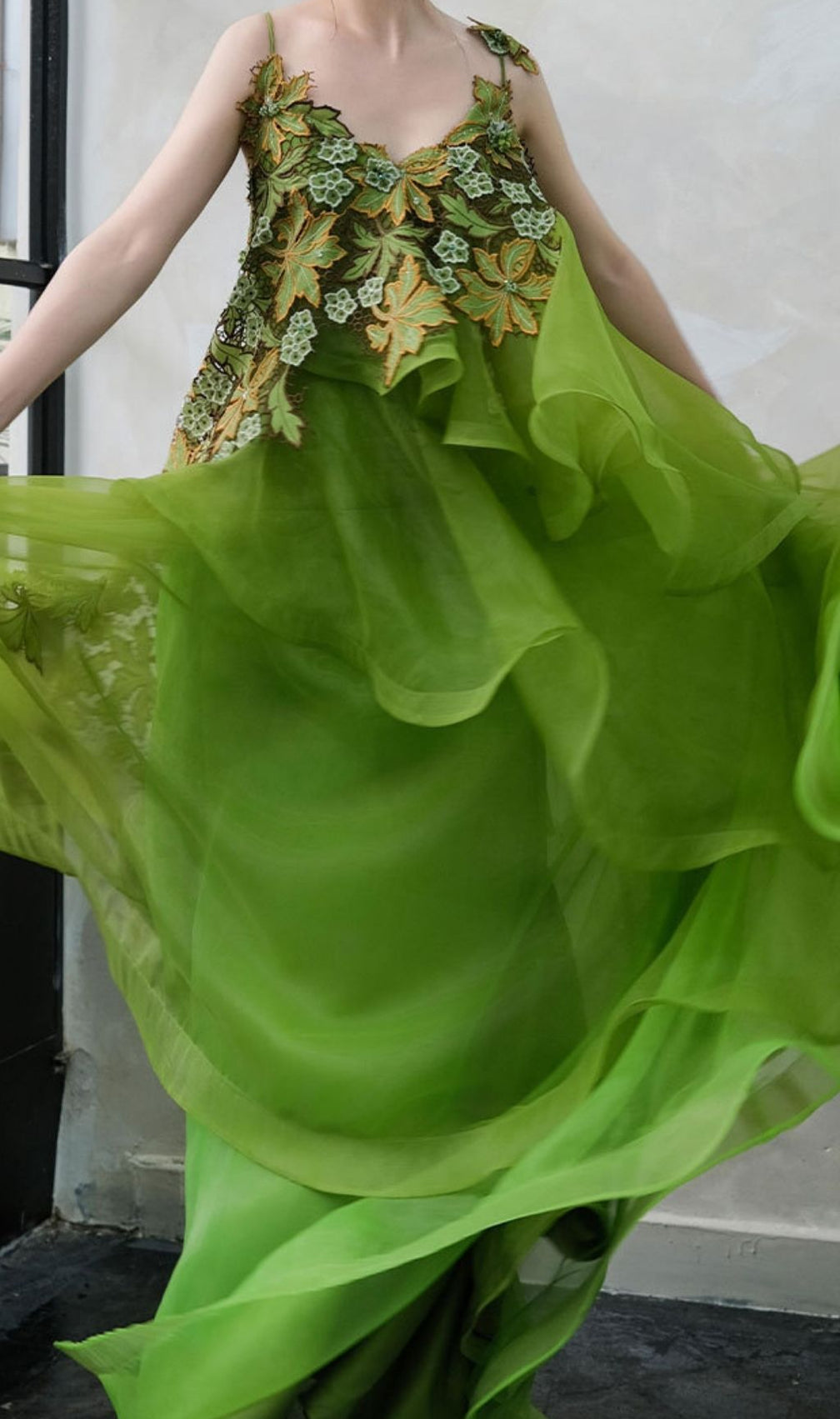 Kenda Enchanted Forest Embellished Green Maxi Gown