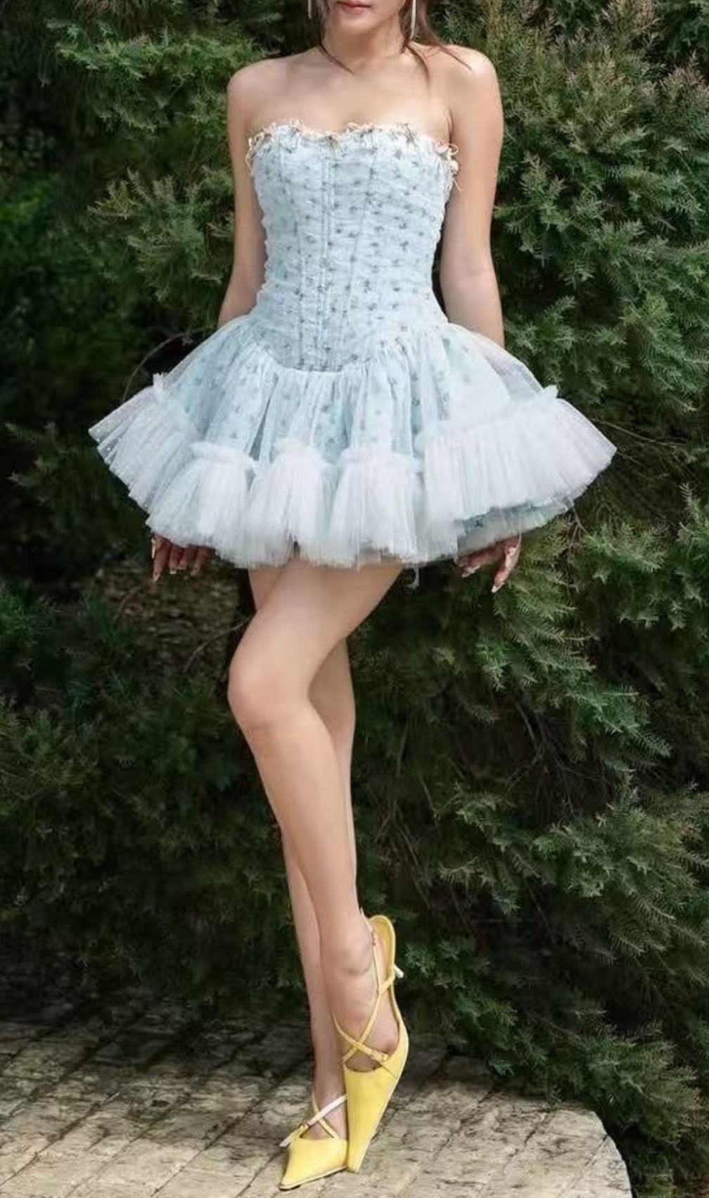 Jaylynn Blue Floral Corset Mini Dress: Whimsical Romance Meets Edgy Chic