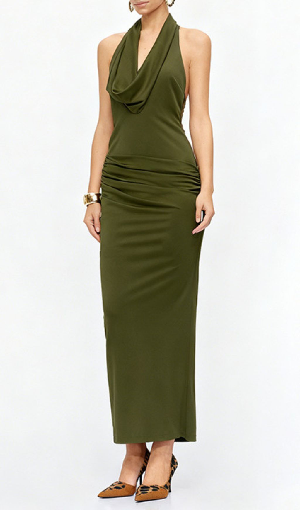 Juarez Green Halter Backless Maxi Dress - Elegant Evening Gown