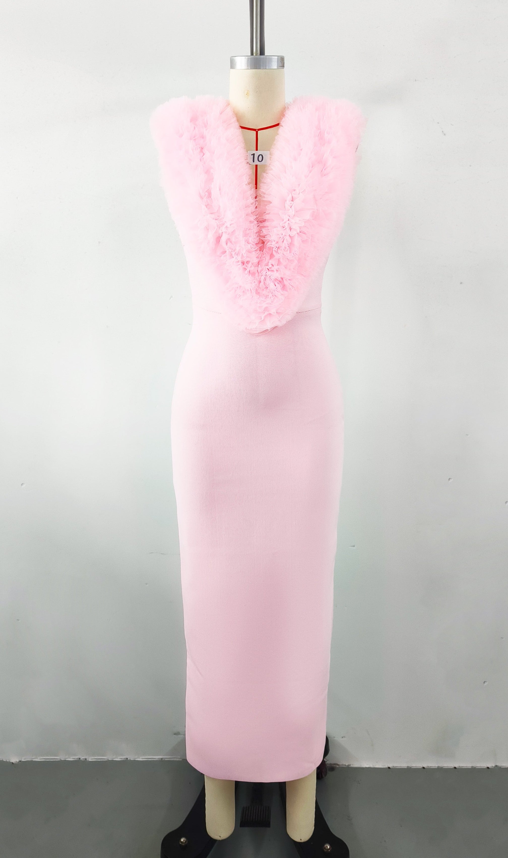 Alora Pink Faux Fur Maxi Dress