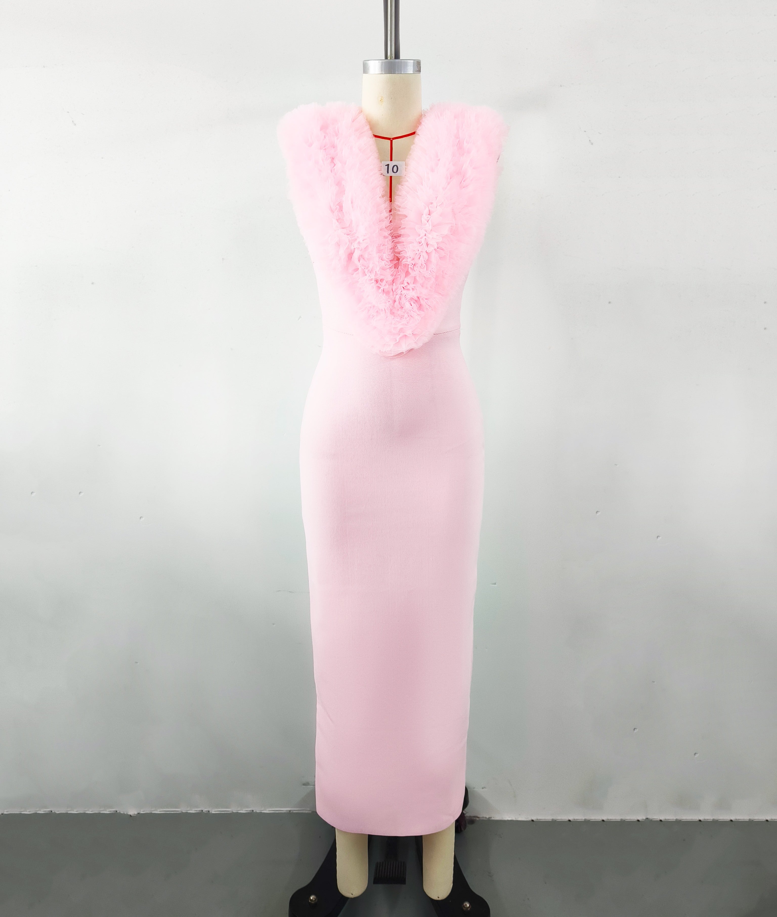 Alora Pink Faux Fur Maxi Dress