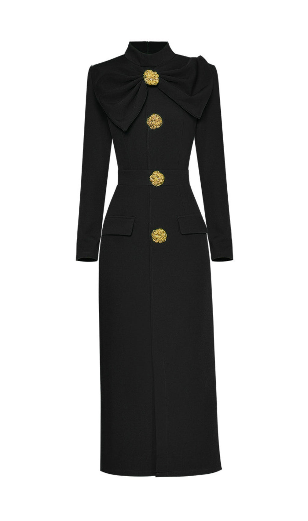 Akiyoshi Plain Bow Floral Buttoned