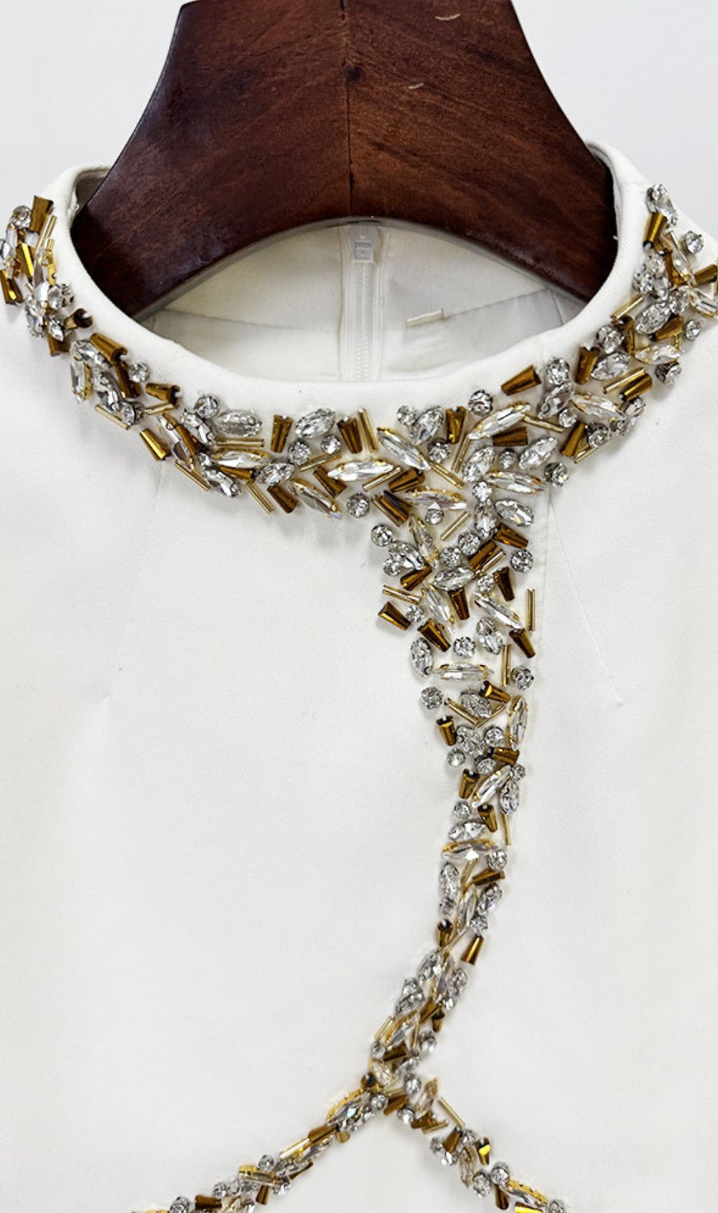 Fuyuko White Diamante Long Sleeve Maxi Dress