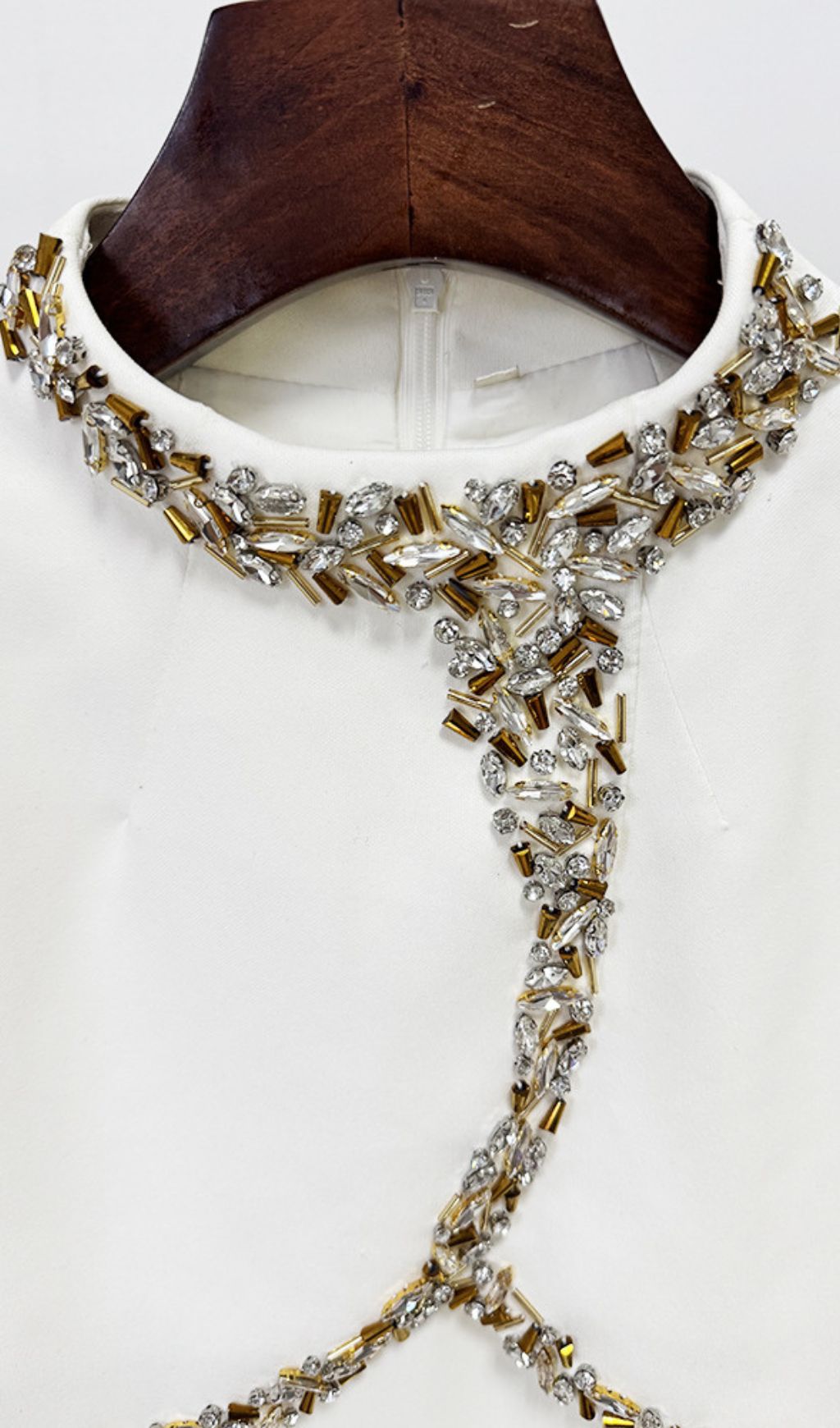 Fuyuko White Diamante Long Sleeve Maxi Dress