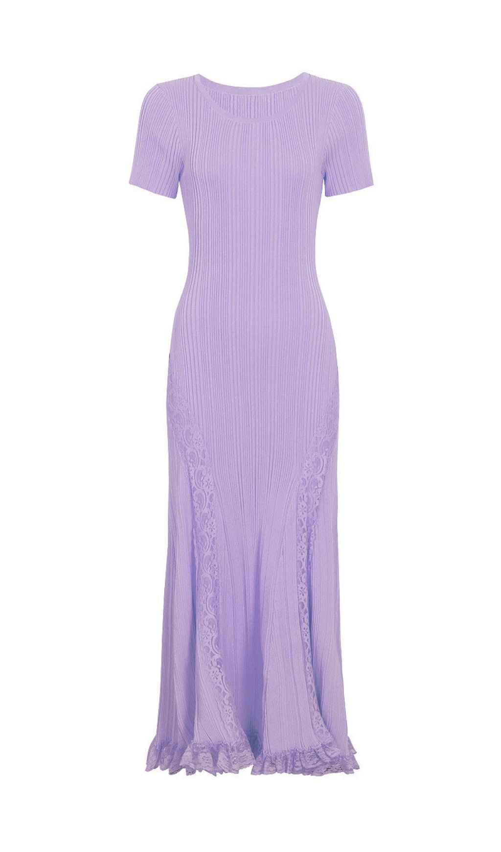Kinzy Purple Short Sleeve Lace Midi Dress