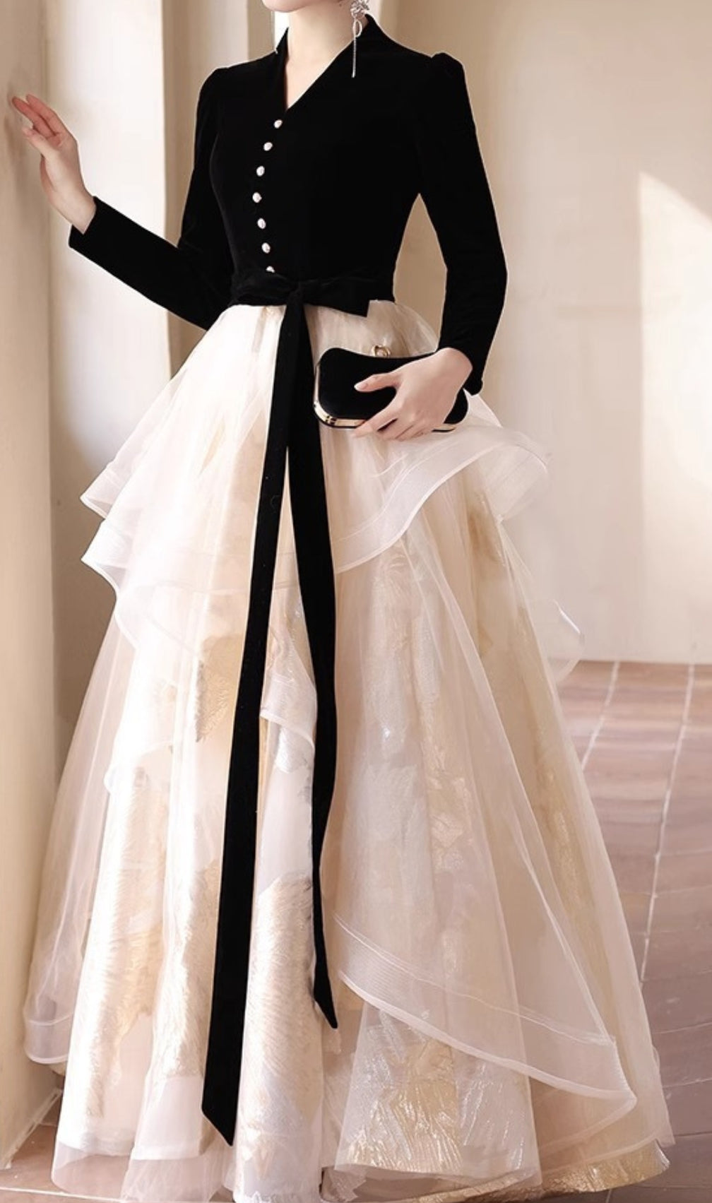 Chionia Long Sleeve Mesh Maxi Dress