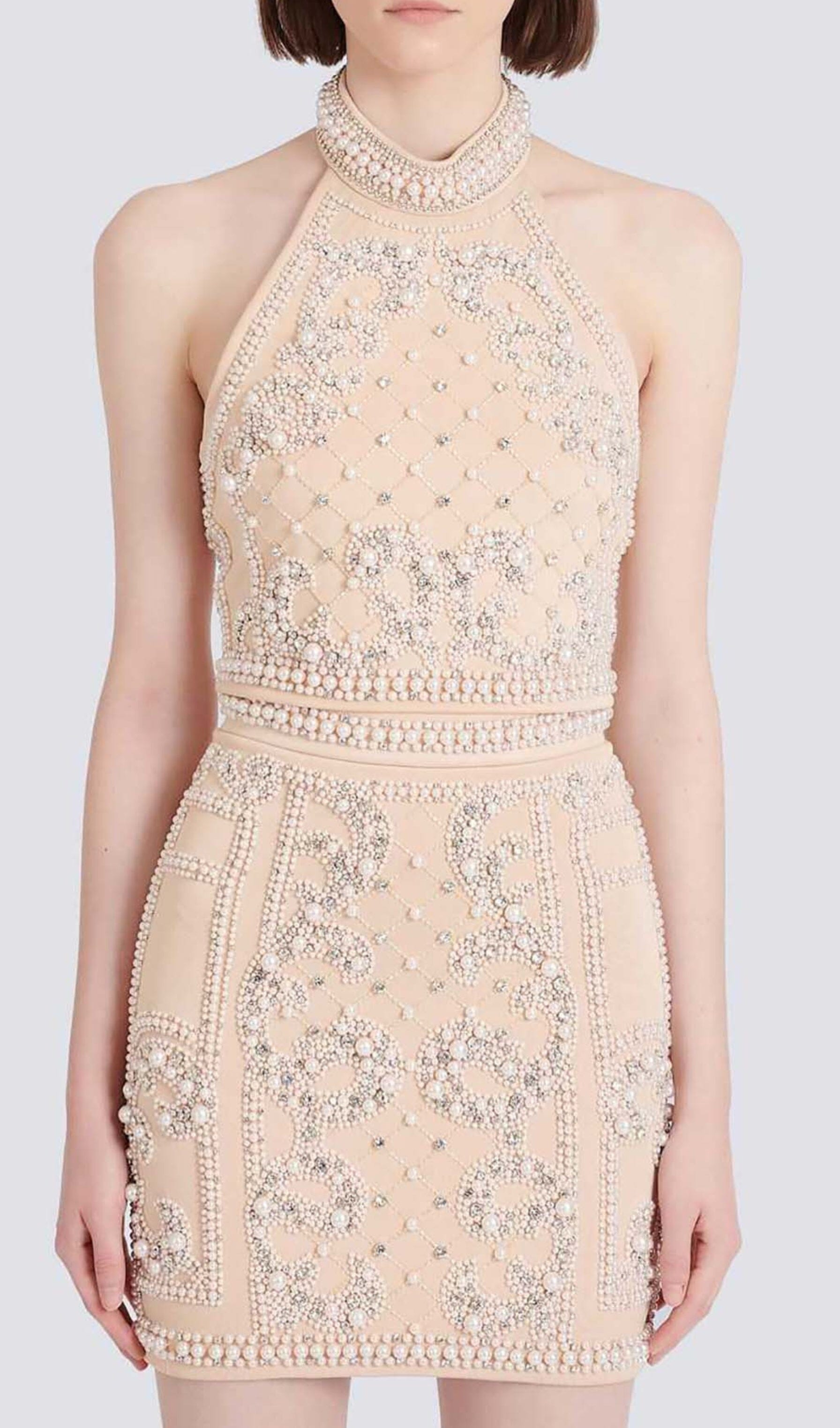 Pearl Embroidered Two Piece Set In Ivory