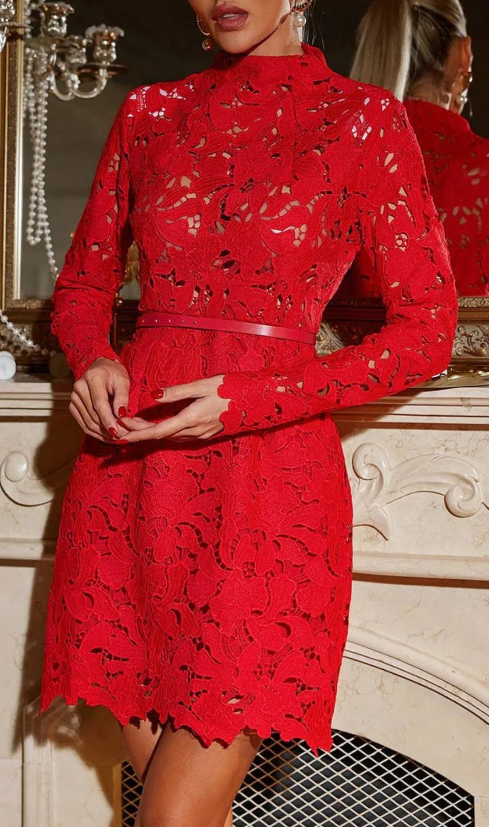 Hwita Long Sleeve Cutout Embroidered Mini Dress