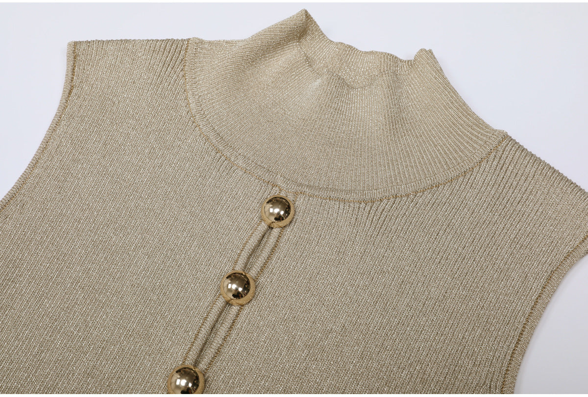 Karri Shimmer Ribbed Knit Sleeveless Maxi Dress