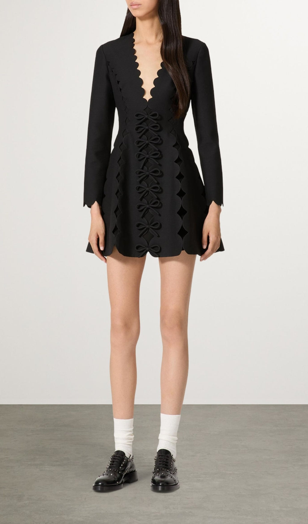 Breonna Black Bow Long Sleeve Mini Dress