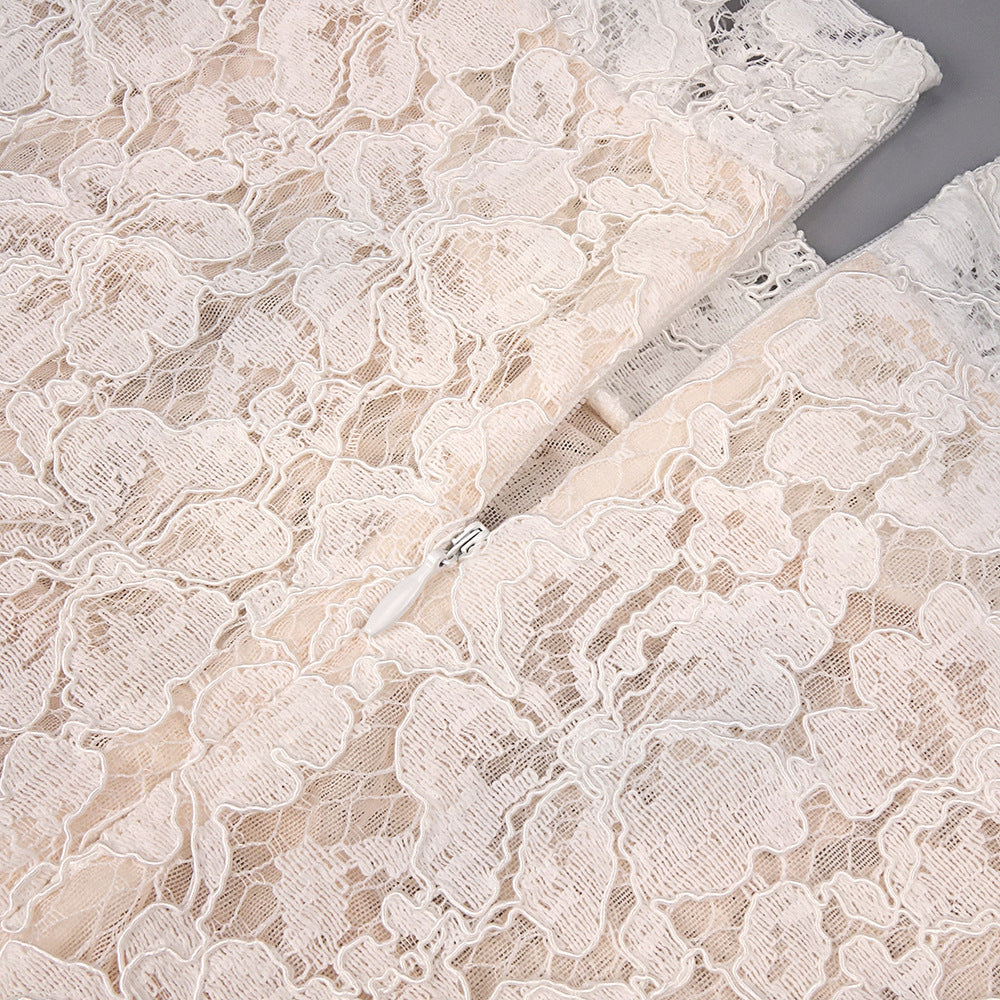 Isolde White Floral Lace Corset Maxi Dress - Ethereal Elegance for Weddings & Galas