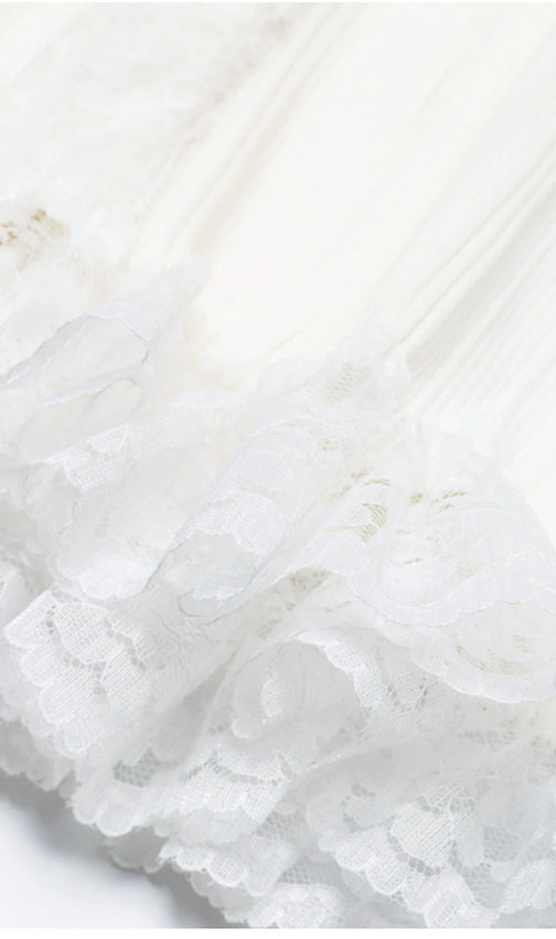 Kinzy White Sleeveless Lace Midi Dress