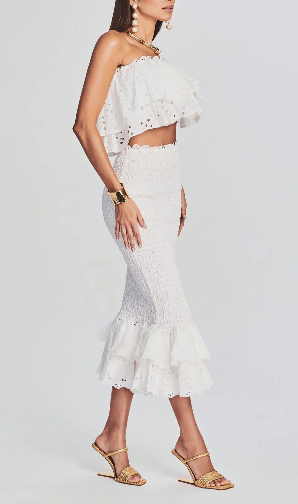 Aintzane White Ruffles Two Piece Set