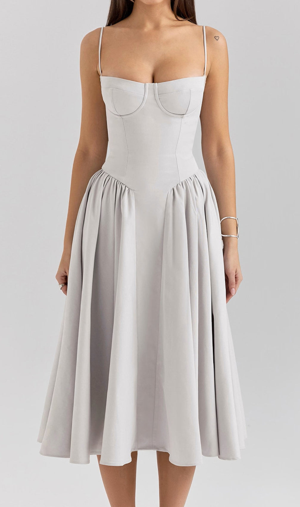 Dextra Grey Strappy Midi Dress