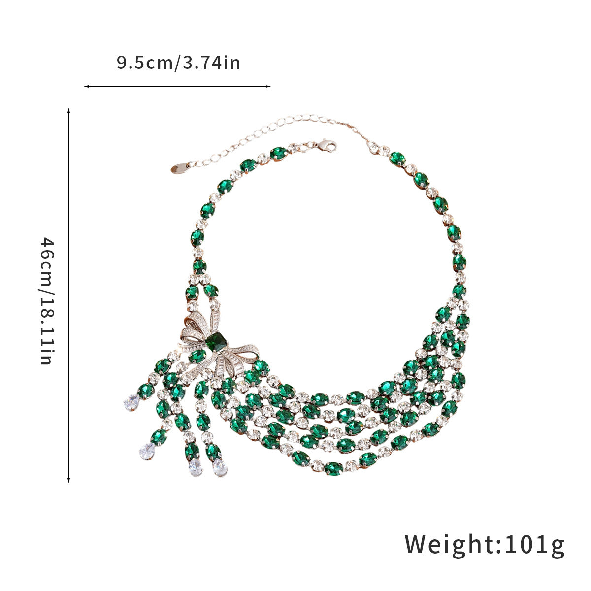 Elegant Emerald Green Bow Cubic Zirconia Jewelry Set
