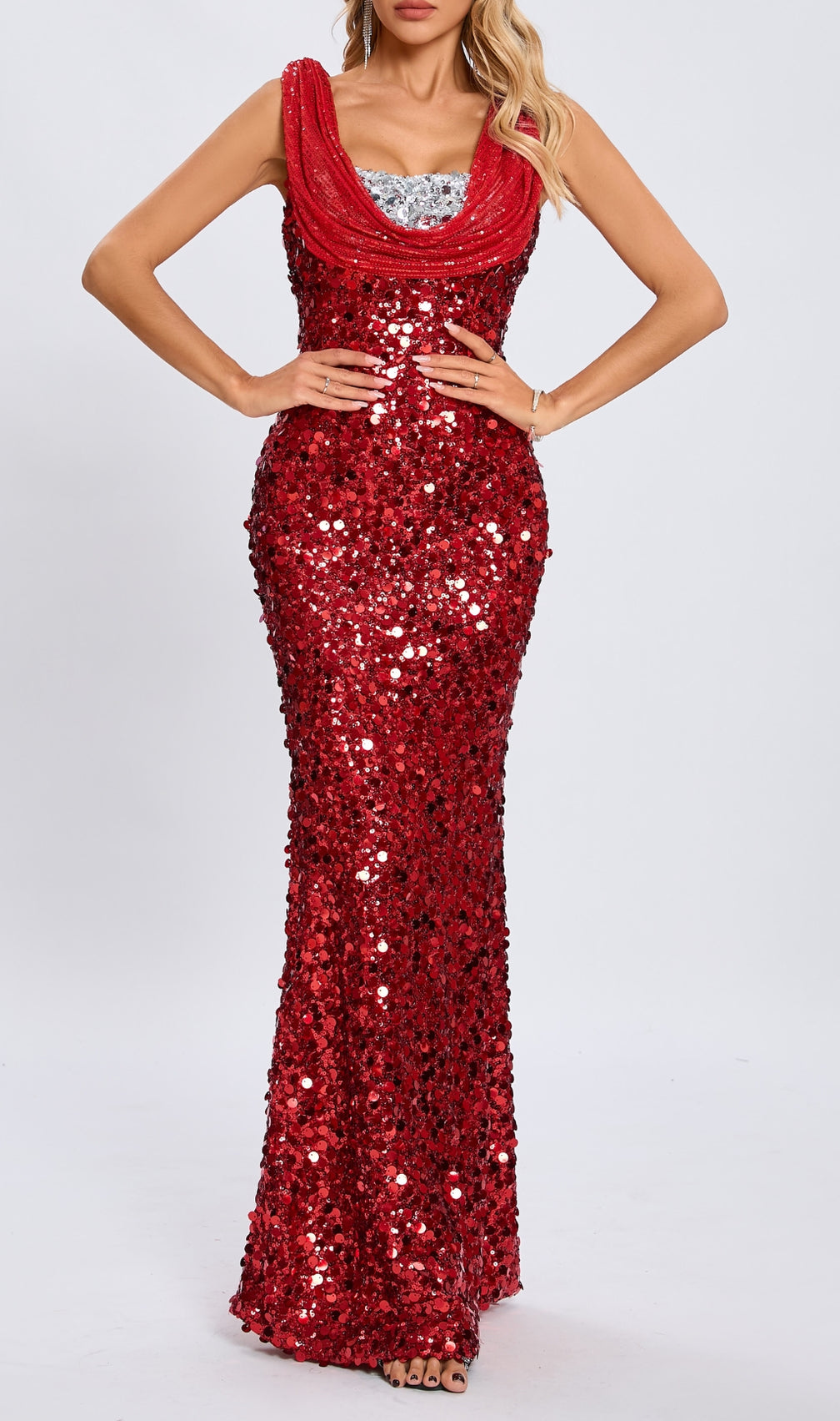 Casi Red Sequin Maxi Dress