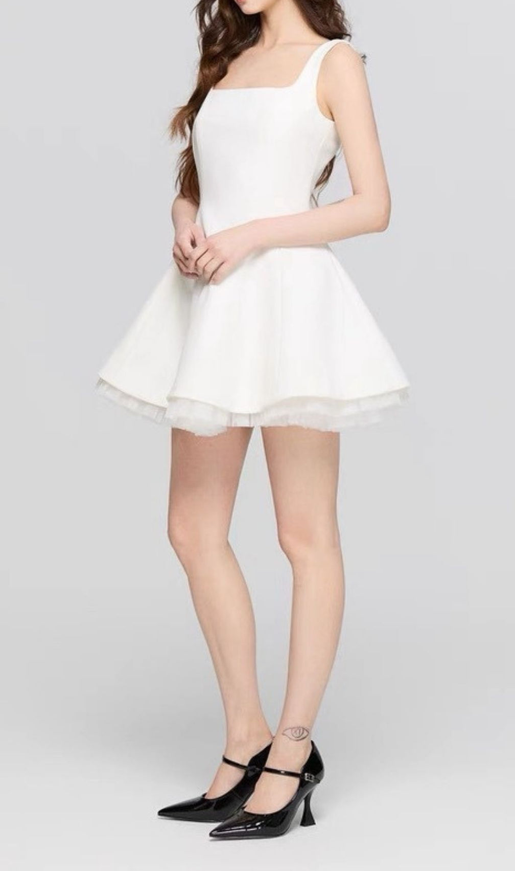 Karlie White Square Neck A-Line Mini Dress - Chic Party & Cocktail