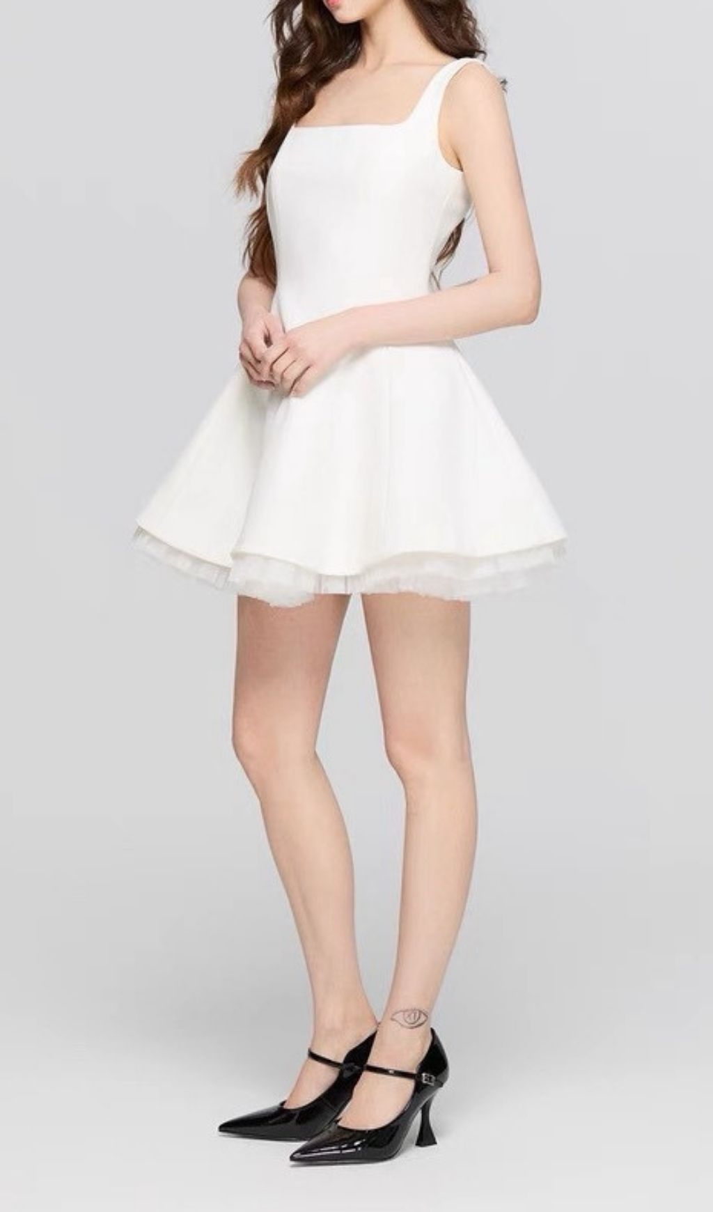 Karlie White Square Neck A-Line Mini Dress - Chic Party & Cocktail