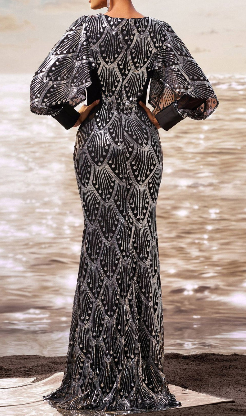 Dewi Long Sleeve Sequin Maxi Dress