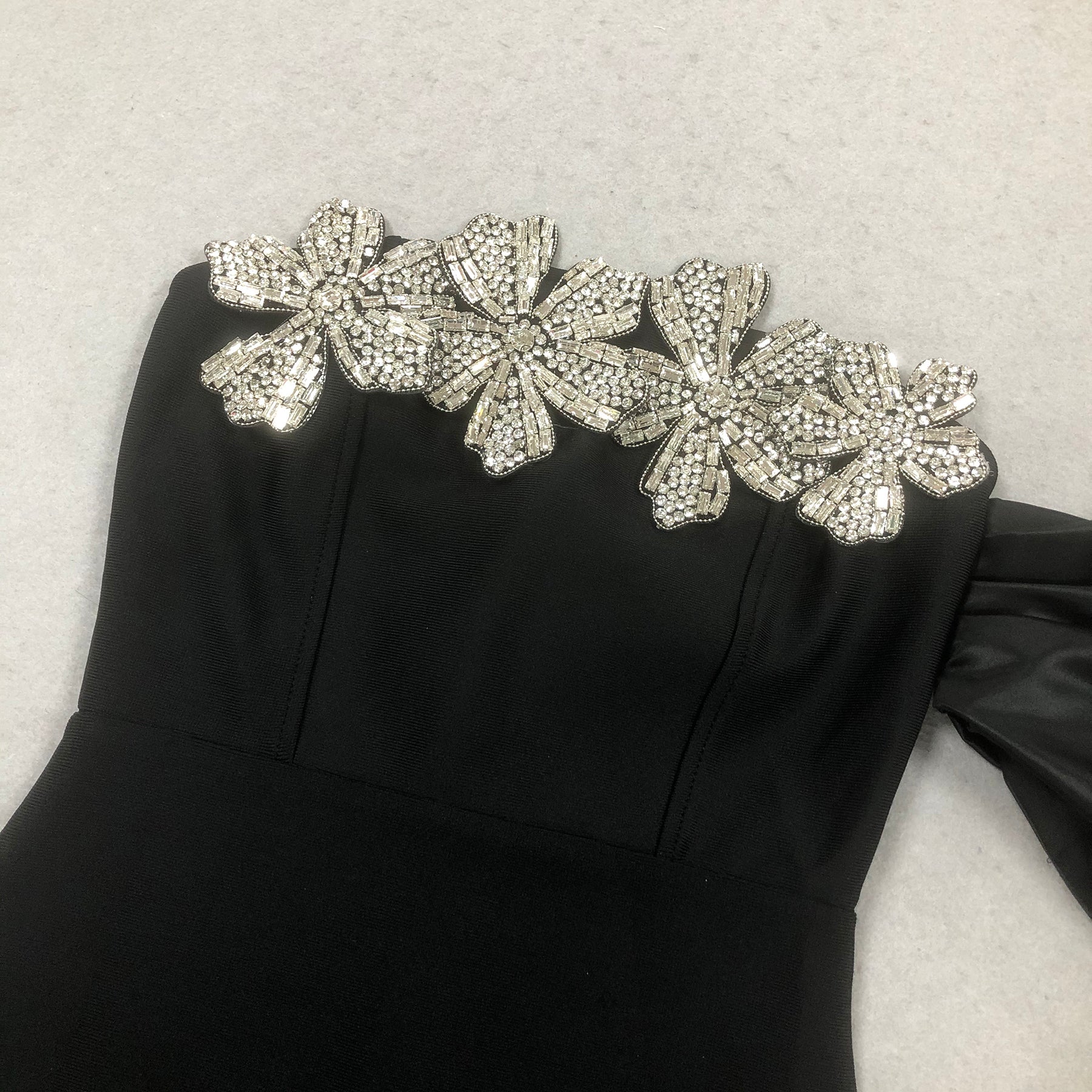 Delyth Black Flower One-Shoulder Maxi Dress